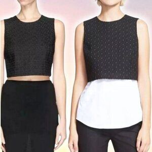 NWT THEORY Yuranda Black Eyelet Tank w/ Convertible Snap Shirt Tail Hem Sz XS